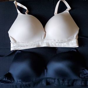 2 PINK bras. Black and Nude